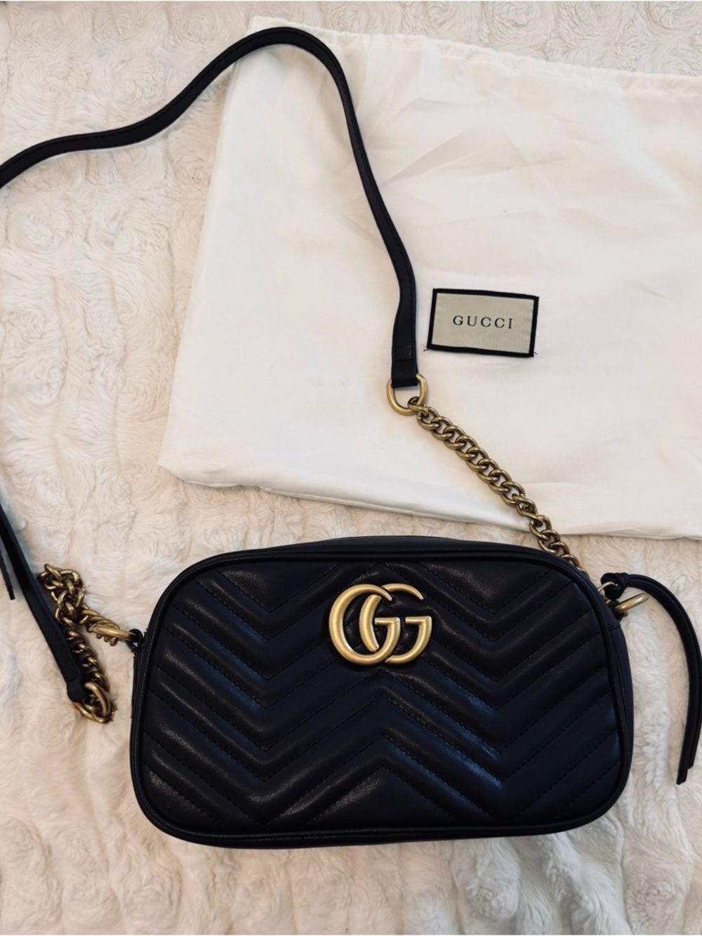 Black crossbody purse with Gold Hardware